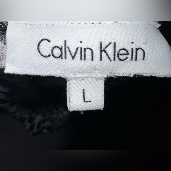 CK Calvin Klein Sleeveless Blouse Drape Neck Leopard Print Grey/Black/Ivory L - Picture 3 of 3